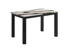 Resia Black/White Faux Marble Top Dining Table - Ornate Home