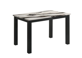 Resia Black/White Faux Marble Top Dining Table - Ornate Home