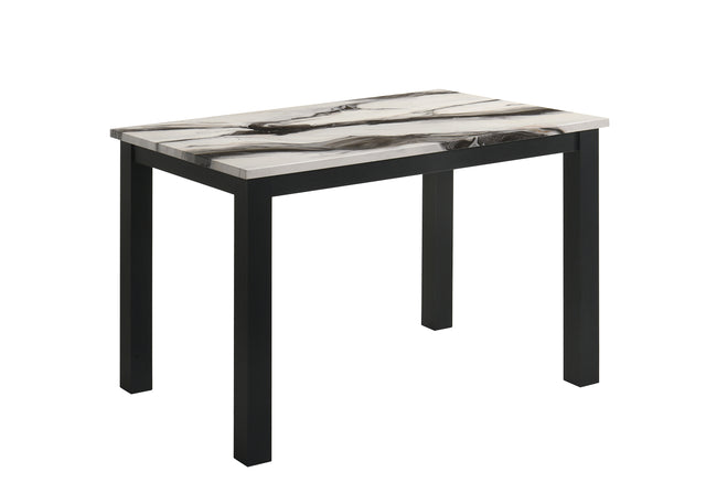 Resia Black/White Faux Marble Top Dining Table - Ornate Home