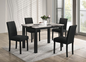 Resia Charcoal/Black/White 5-Piece Faux Marble Top Dining Set - Ornate Home