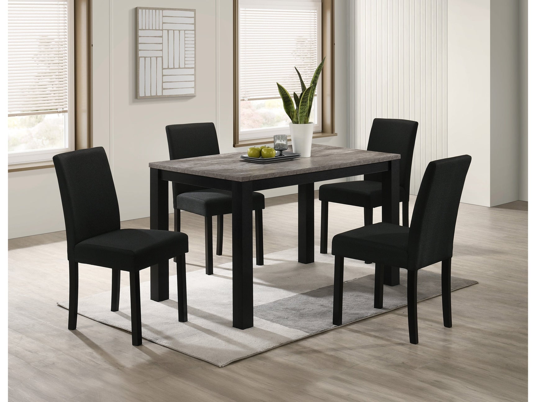 Resia Concrete/Black Dining Set - Ornate Home