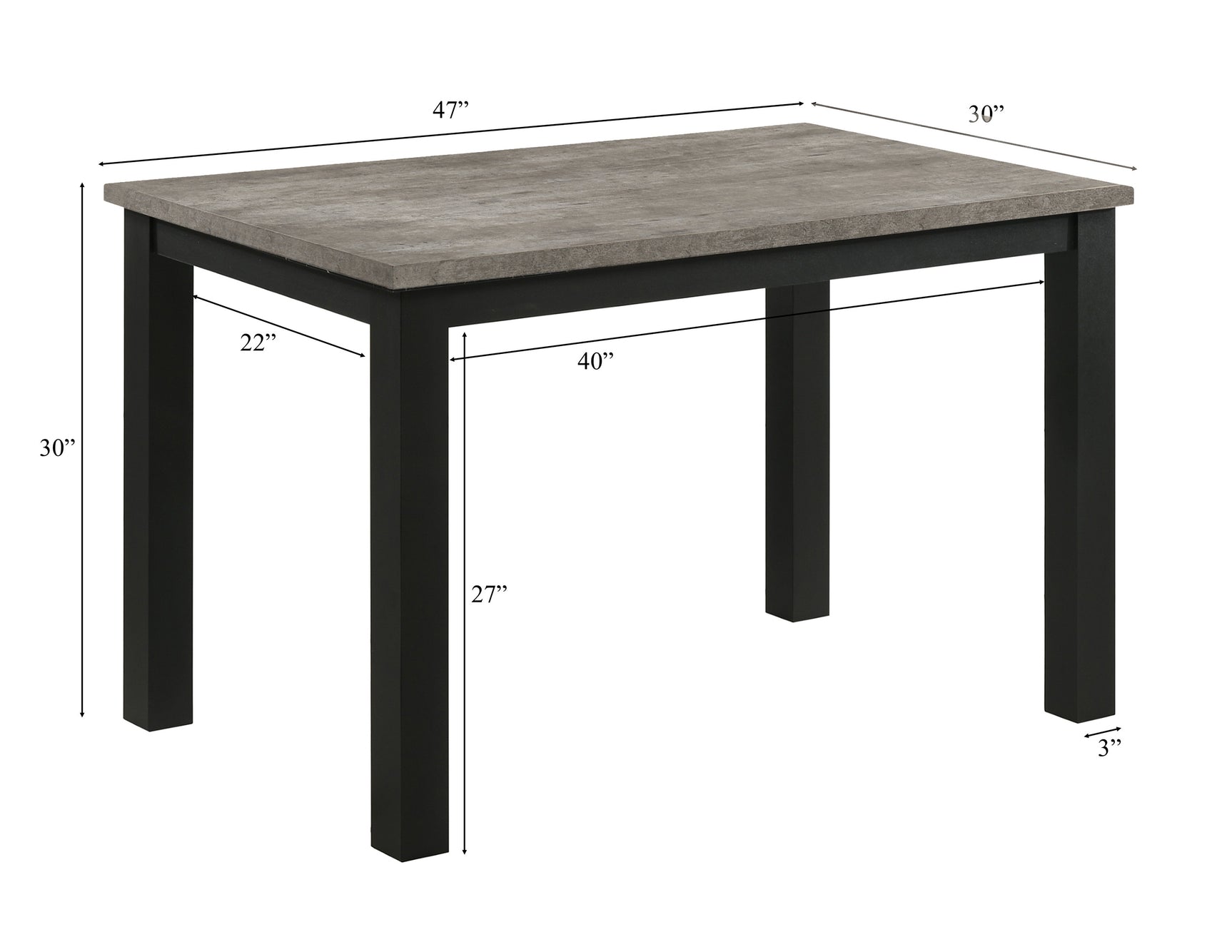 Resia Concrete/Black Dining Set - Ornate Home