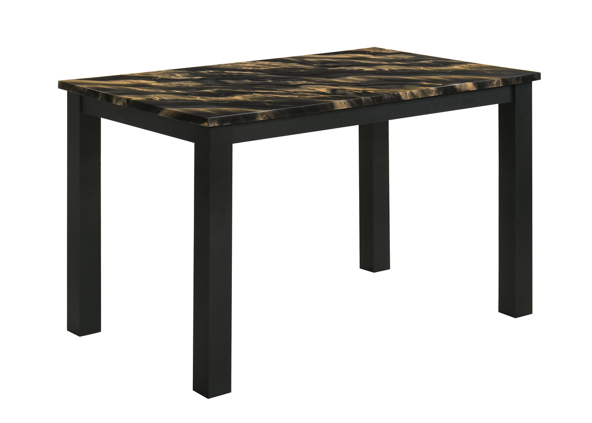 Resia Gold/Black Faux Marble Rectangular Dining Table - Ornate Home