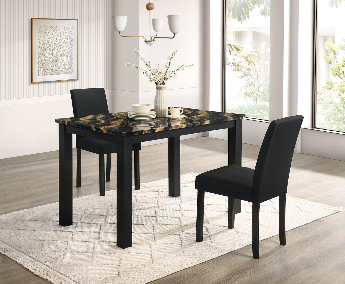 Resia Gold/Black Faux Marble Rectangular Dining Table - Ornate Home