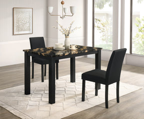 Resia Gold/Black Faux Marble Rectangular Dining Table - Ornate Home