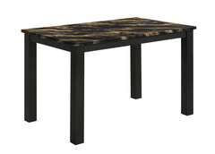 Resia Gold/Black Faux Marble Dining Set - Ornate Home