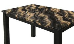 Resia Gold/Black Faux Marble Dining Set - Ornate Home