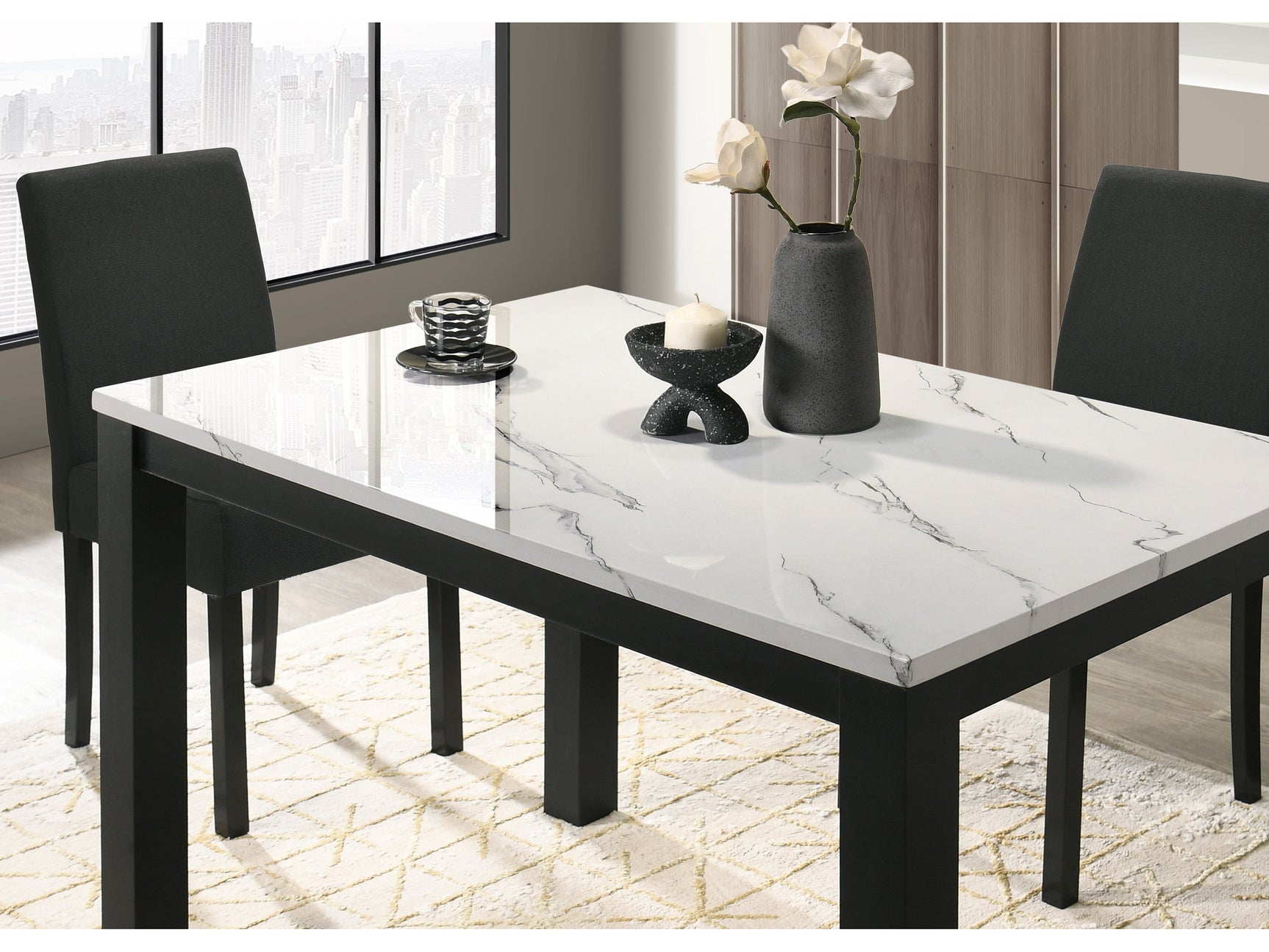 Resia White/Black Dining Table - Ornate Home