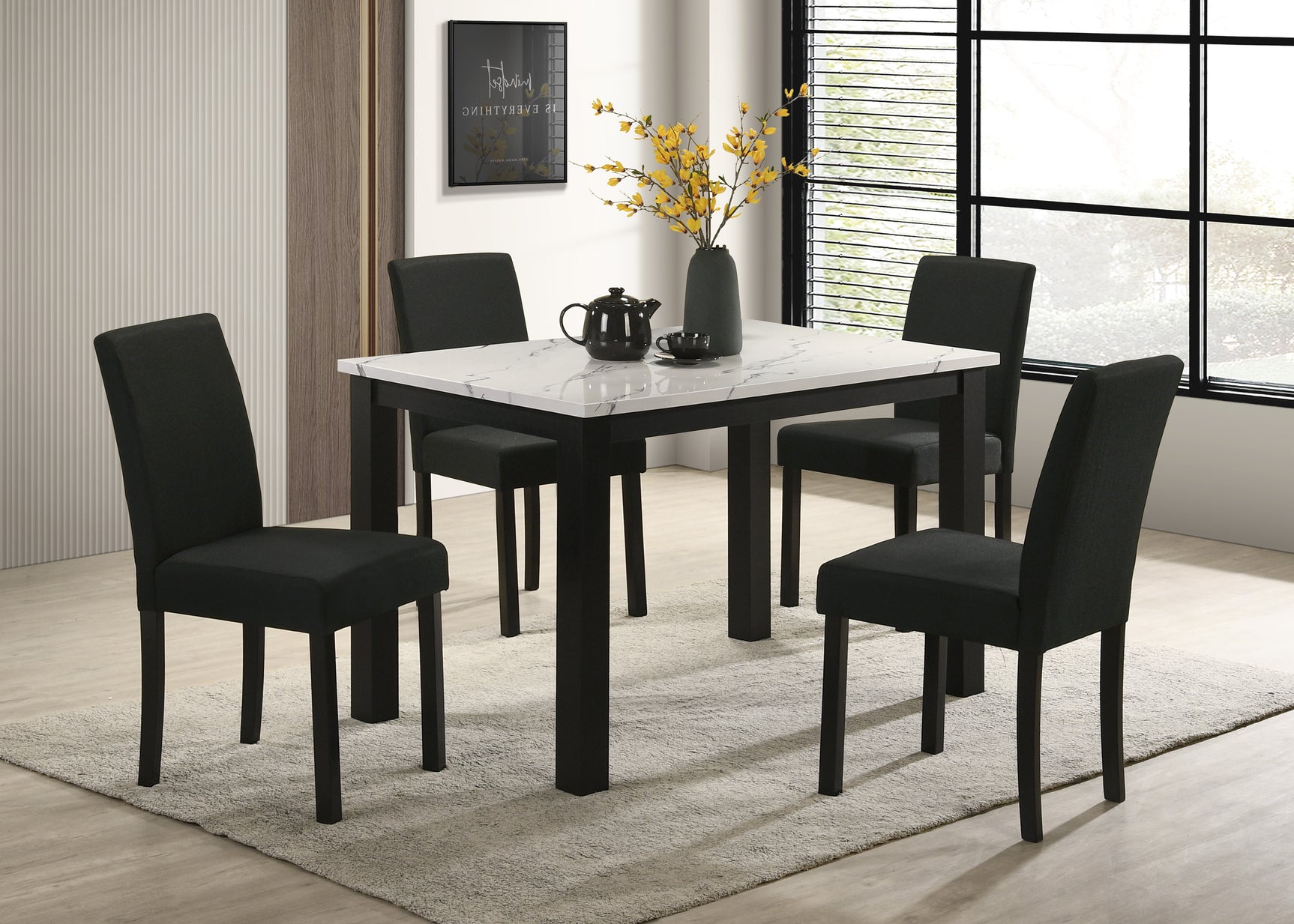 Resia White/Black Dining Table - Ornate Home
