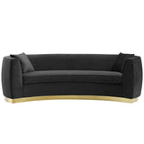 Resolute Black Curved Performance Velvet Sofa - Ornate Home