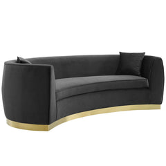 Resolute Black Curved Performance Velvet Sofa - Ornate Home