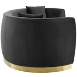 Resolute Black Curved Performance Velvet Sofa - Ornate Home