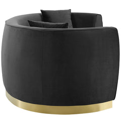 Resolute Black Curved Performance Velvet Sofa - Ornate Home