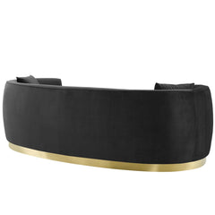 Resolute Black Curved Performance Velvet Sofa - Ornate Home