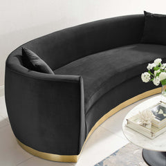 Resolute Black Curved Performance Velvet Sofa - Ornate Home