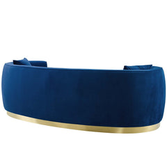 Resolute Navy Curved Performance Velvet Sofa - Ornate Home