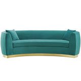 Resolute Teal Curved Performance Velvet Sofa - Ornate Home