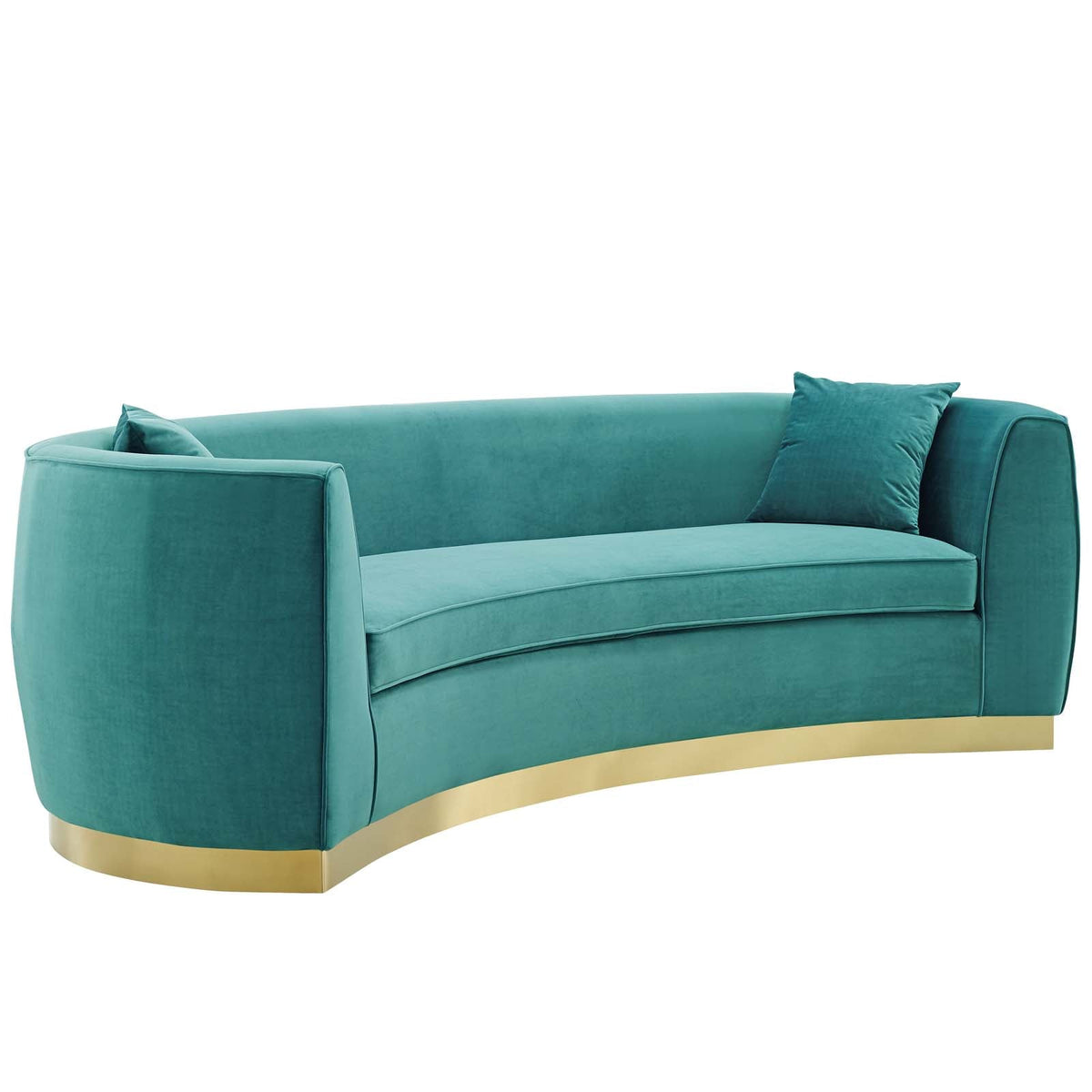 Resolute Teal Curved Performance Velvet Sofa - Ornate Home