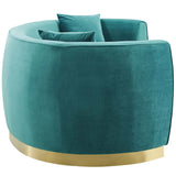 Resolute Teal Curved Performance Velvet Sofa - Ornate Home