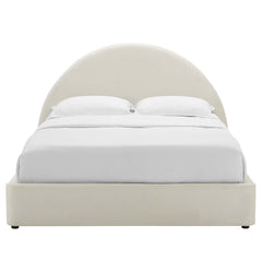 Resort Alabaster Performance Velvet Arched Round Full Platform Bed - Ornate Home