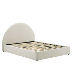 Resort Alabaster Performance Velvet Arched Round King Platform Bed - Ornate Home