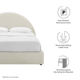 Resort Alabaster Performance Velvet Arched Round King Platform Bed - Ornate Home