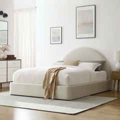 Resort Alabaster Performance Velvet Arched Round Queen Platform Bed - Ornate Home