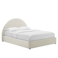 Resort Alabaster Performance Velvet Arched Round Queen Platform Bed - Ornate Home
