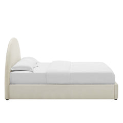Resort Alabaster Performance Velvet Arched Round Queen Platform Bed - Ornate Home