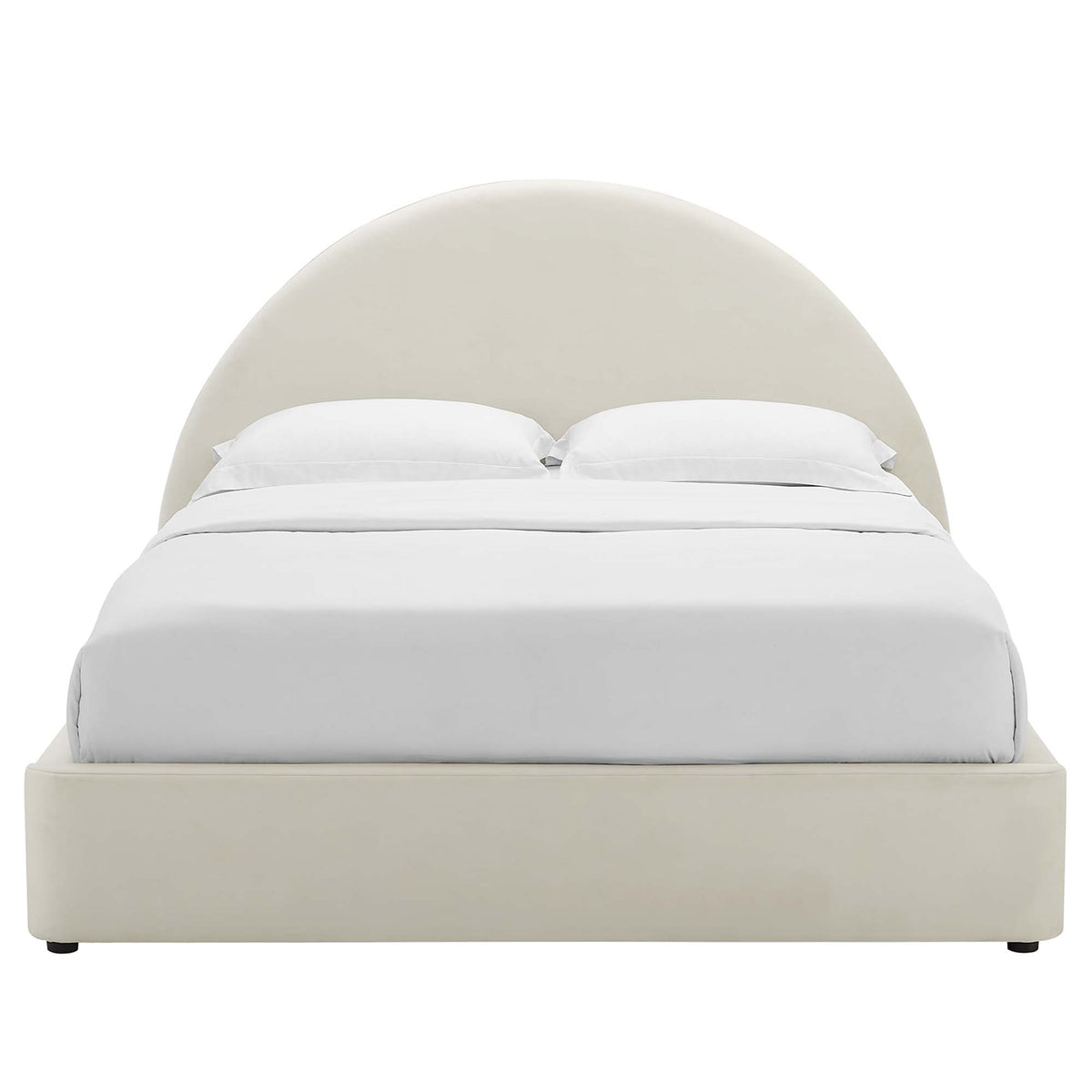 Resort Alabaster Performance Velvet Arched Round Queen Platform Bed - Ornate Home