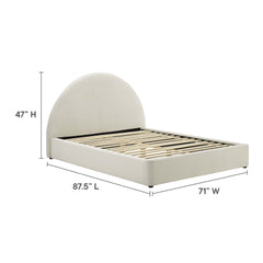 Resort Alabaster Performance Velvet Arched Round Queen Platform Bed - Ornate Home
