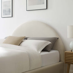 Resort Alabaster Performance Velvet Arched Round Queen Platform Bed - Ornate Home