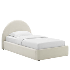 Resort Alabaster Performance Velvet Arched Round Twin Platform Bed - Ornate Home