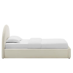 Resort Alabaster Performance Velvet Arched Round Twin Platform Bed - Ornate Home