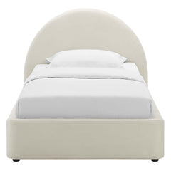 Resort Alabaster Performance Velvet Arched Round Twin Platform Bed - Ornate Home