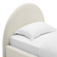 Resort Alabaster Performance Velvet Arched Round Twin Platform Bed - Ornate Home