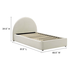 Resort Alabaster Performance Velvet Arched Round Twin Platform Bed - Ornate Home