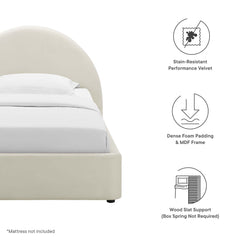 Resort Alabaster Performance Velvet Arched Round Twin Platform Bed - Ornate Home