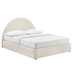 Resort Alabaster Queen Arched Performance Velvet Storage Platform Bed Frame - Ornate Home