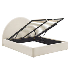 Resort Alabaster Queen Arched Performance Velvet Storage Platform Bed Frame - Ornate Home