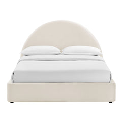 Resort Alabaster Queen Arched Performance Velvet Storage Platform Bed Frame - Ornate Home