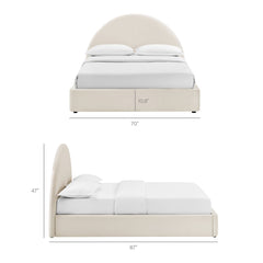 Resort Alabaster Queen Arched Performance Velvet Storage Platform Bed Frame - Ornate Home
