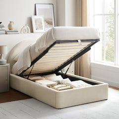 Resort Alabaster Twin Arched Performance Velvet Storage Platform Bed Frame - Ornate Home