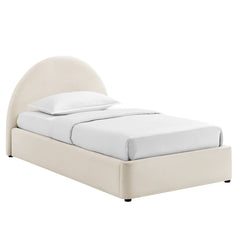 Resort Alabaster Twin Arched Performance Velvet Storage Platform Bed Frame - Ornate Home