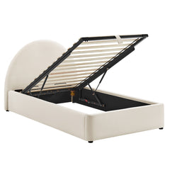 Resort Alabaster Twin Arched Performance Velvet Storage Platform Bed Frame - Ornate Home