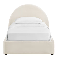 Resort Alabaster Twin Arched Performance Velvet Storage Platform Bed Frame - Ornate Home