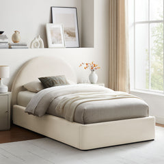Resort Alabaster Twin Arched Performance Velvet Storage Platform Bed Frame - Ornate Home