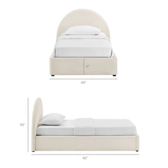 Resort Alabaster Twin Arched Performance Velvet Storage Platform Bed Frame - Ornate Home