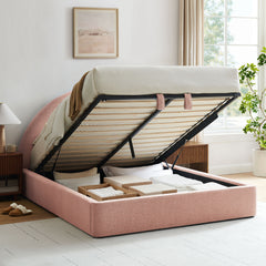 Resort Blush Full Arched Upholstered Fabric Storage Platform Bed Frame - Ornate Home