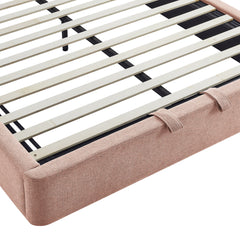 Resort Blush Full Arched Upholstered Fabric Storage Platform Bed Frame - Ornate Home